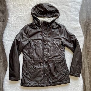 Women’s H&M Waxed Parka Coat (Brown)